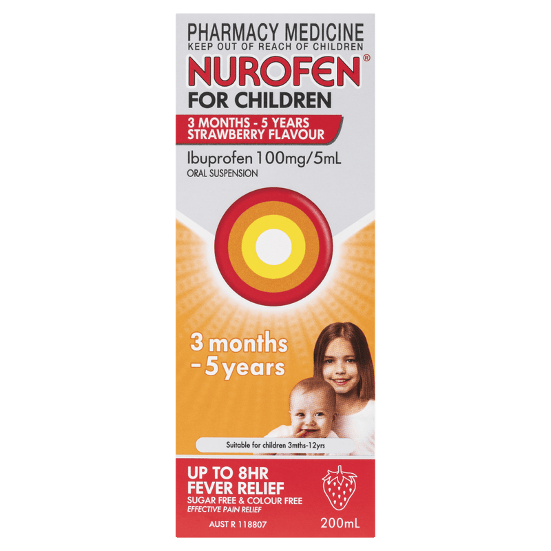Nurofen for Children 3 Months - 5 Years Strawberry 200mL - Vital Pharmacy Supplies