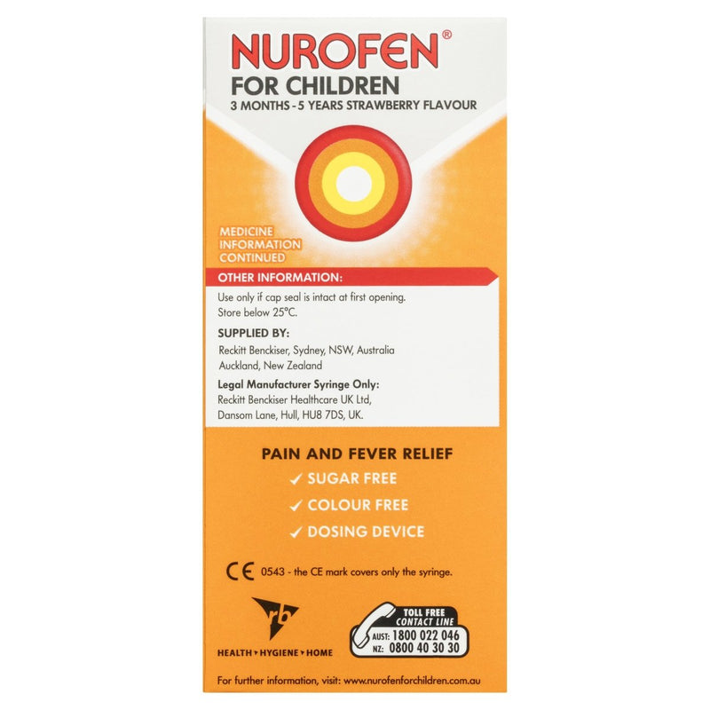 Nurofen for Children 3 Months - 5 Years Strawberry 50mL - Vital Pharmacy Supplies