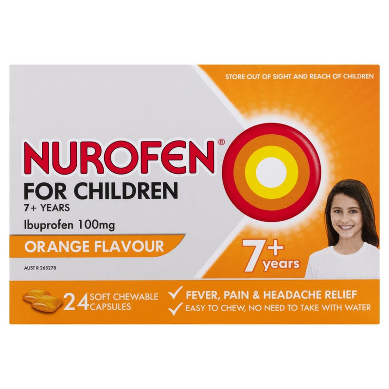 Nurofen for Children 7+ Years Orange 24 Capsules - Vital Pharmacy Supplies