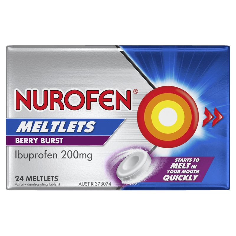 Nurofen Meltlets Berry Burst Pain Relief 200mg 24 Tablets - Vital Pharmacy Supplies