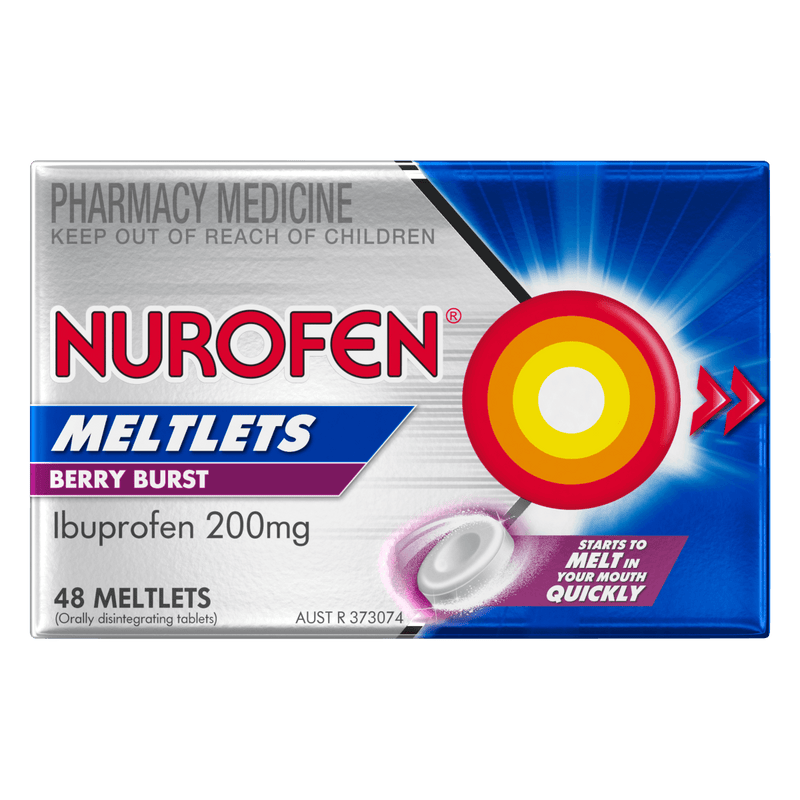 Nurofen Meltlets Berry Burst Pain Relief 200mg 48 Tablets - Vital Pharmacy Supplies
