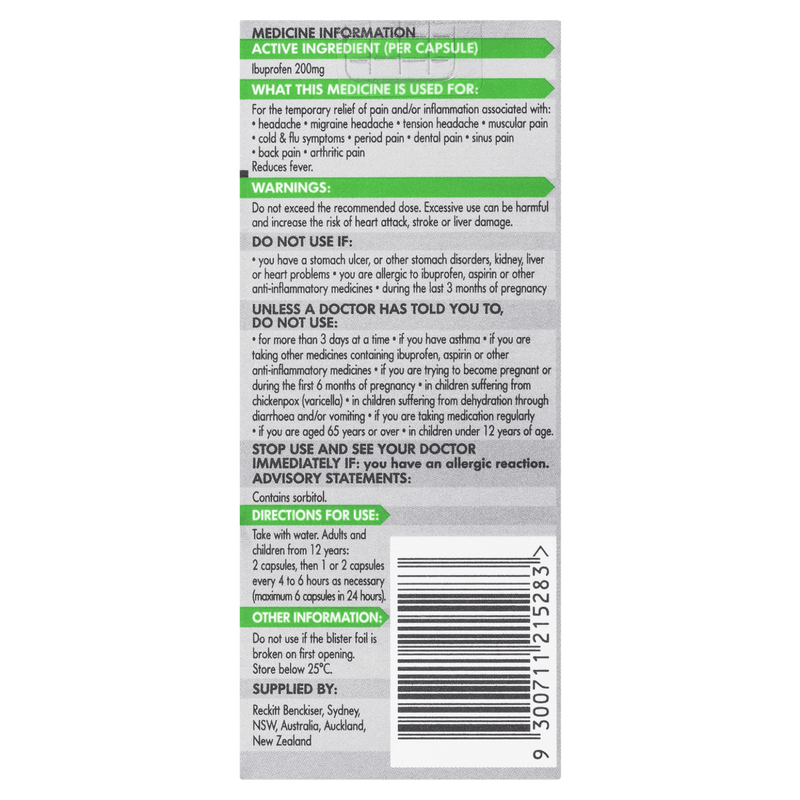 Nurofen Zavance Liquid Capsules 40 Pack - Vital Pharmacy Supplies