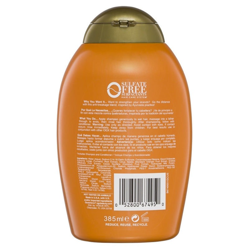 OGX Golden Turmeric Shampoo 385mL - Vital Pharmacy Supplies