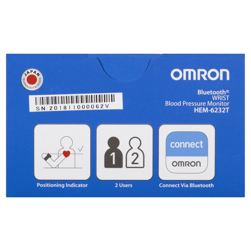 Omron HEM6232T Bluetooth Wrist Blood Pressure Monitor - Vital Pharmacy Supplies