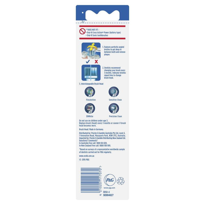 Oral-B CrossAction Replacement Brush Heads 4 Pack - Vital Pharmacy Supplies