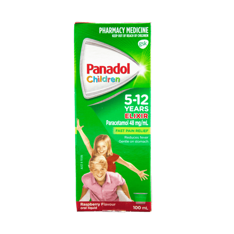Panadol Children (5-12 years) Elixir Raspberry 100mL - Clearance - Vital Pharmacy Supplies
