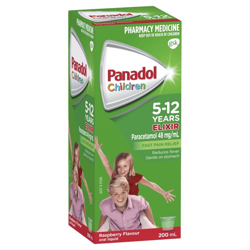 Panadol Children (5-12 years) Elixir Raspberry 200mL - Vital Pharmacy Supplies