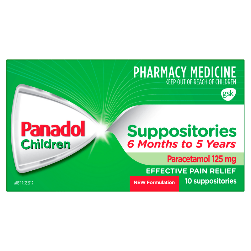 Panadol Children (6 months - 5 years) Suppositories 125mg 10 Pack - Vital Pharmacy Supplies