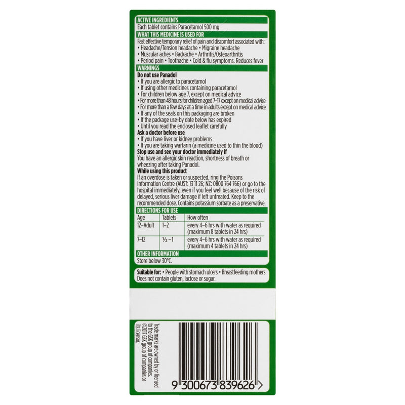 Panadol Pain Relief 100 Pack - Vital Pharmacy Supplies