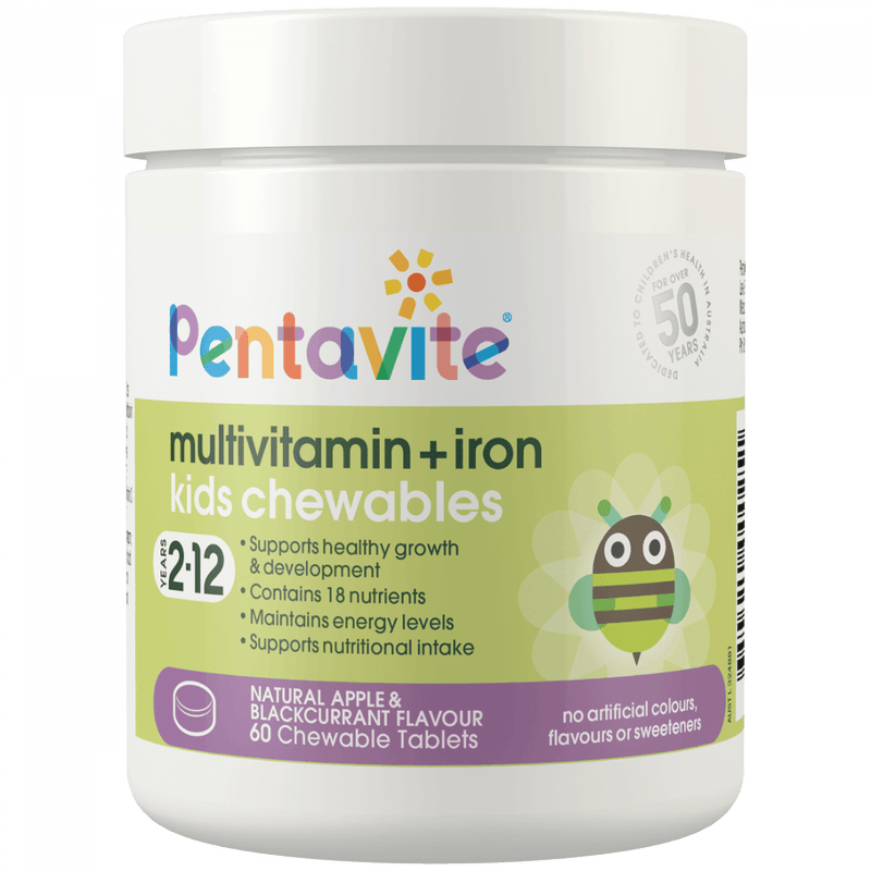 Pentavite Multivitamin + Iron Kids 60 Chewable Tablets - Vital Pharmacy Supplies