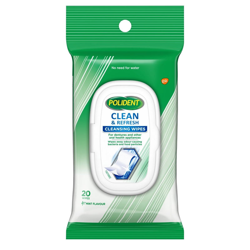 Polident Cleansing Wipes Mint 20 Pack - Vital Pharmacy Supplies
