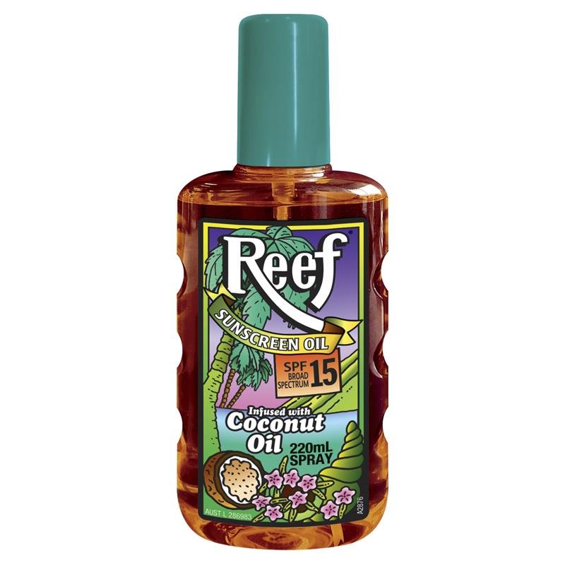 Reef Coconut Moisturising Sunscreen Oil Spray SPF15 220mL - Vital Pharmacy Supplies