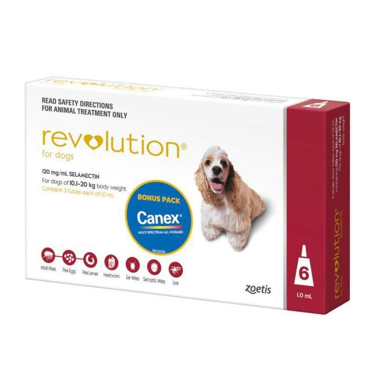 Revolution Dog 120mg Red 10.1 - 20Kg 6 Pack - Vital Pharmacy Supplies