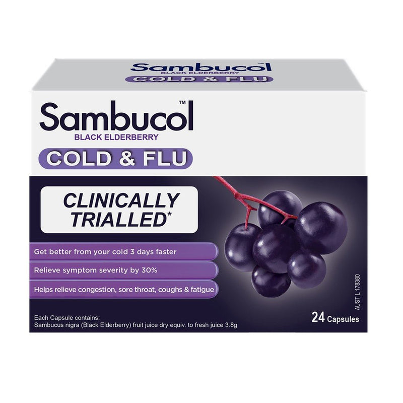 Sambucol Cold & Flu 24 Capsules - Vital Pharmacy Supplies