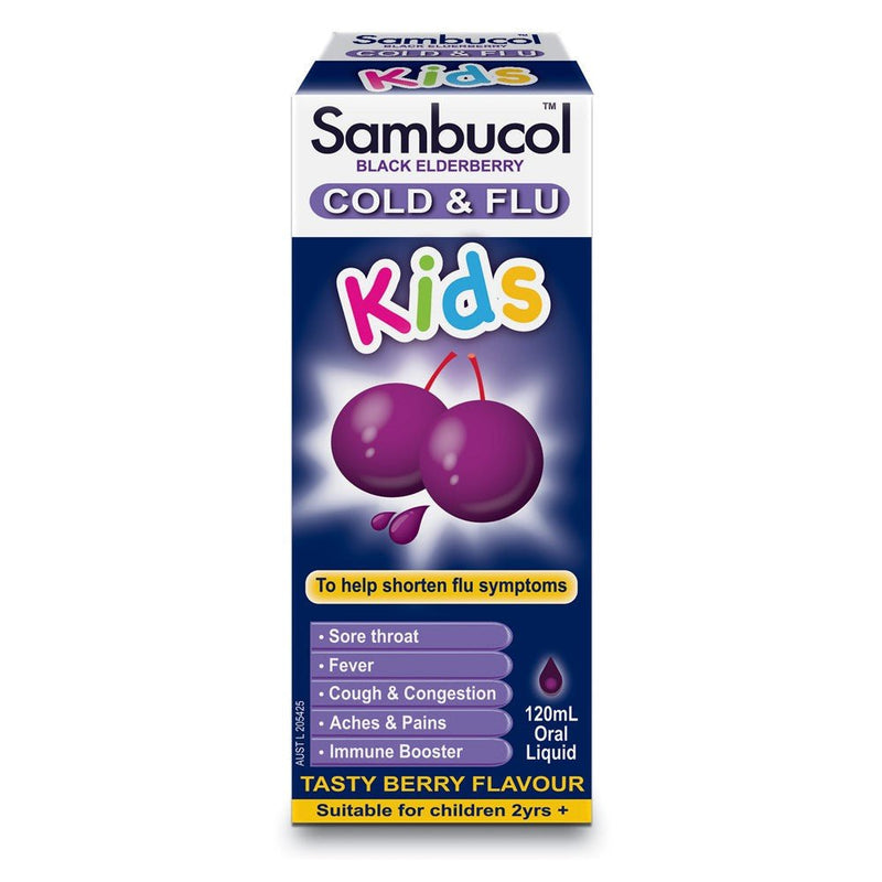 Sambucol Kids Cold & Flu Relief Oral Liquid 120mL - Vital Pharmacy Supplies
