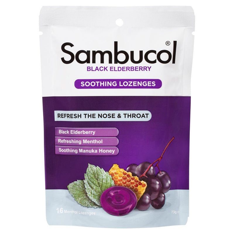 Sambucol Nose & Throat Relief Soothing Menthol Lozenges 16 Pack - Vital Pharmacy Supplies