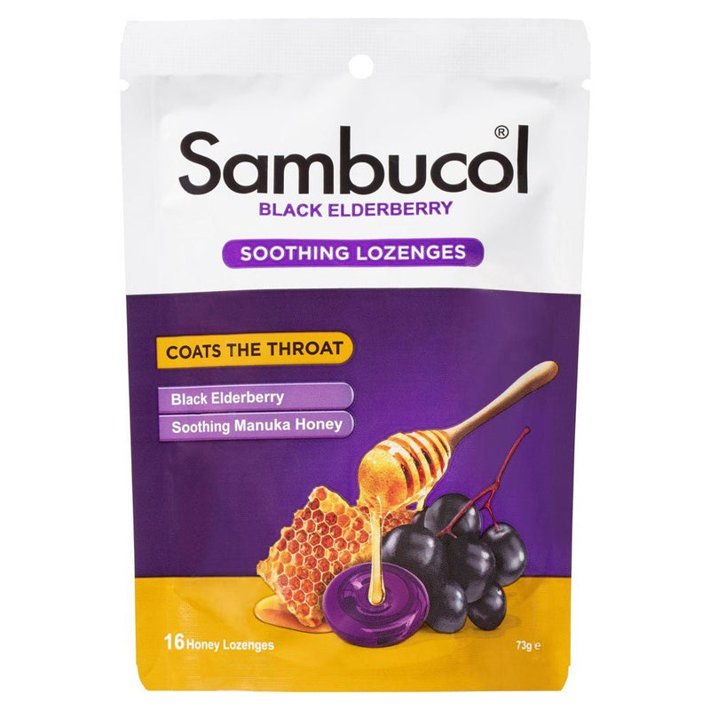 Sambucol Throat Relief Soothing Honey Lozenges 16 Pack - Vital Pharmacy Supplies