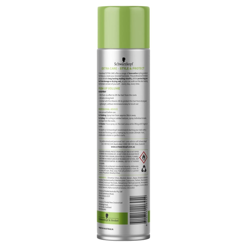 Schwarzkopf Extra Care Push Up Volume Hairspray 250g - Vital Pharmacy Supplies