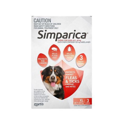 Simparica 120Mg 40.1 - 60Kg Red 3 Pack - Vital Pharmacy Supplies