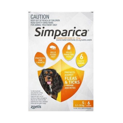 Simparica 20Mg 5.1 - 10Kg Orange 6 Pack - Vital Pharmacy Supplies