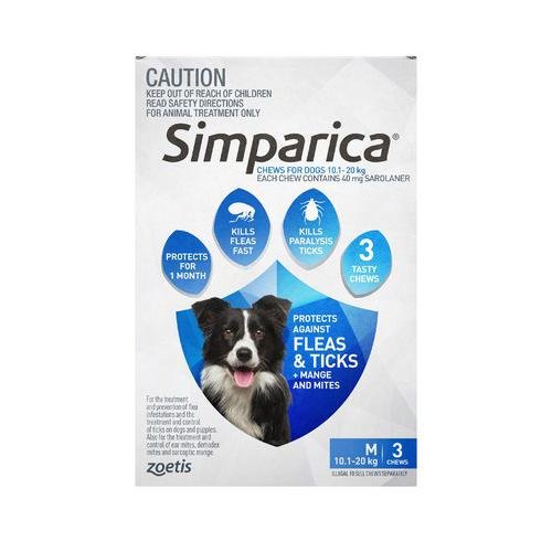 Simparica 40Mg 10.1 - 20Kg Blue 3 Pack - Vital Pharmacy Supplies