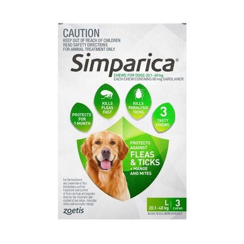 Simparica 80Mg 20.1 - 40Kg Green 3 Pack - Vital Pharmacy Supplies