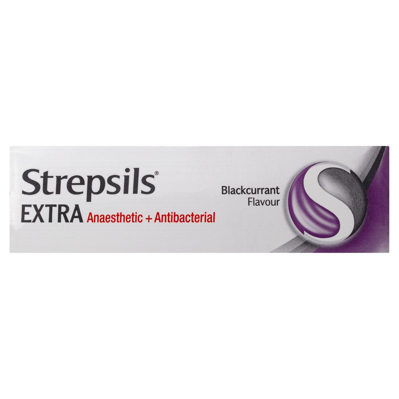 Strepsils Extra Blackcurrant Fast Numbing Sore Throat Pain Relief 36 Lozenges - Clearance - Vital Pharmacy Supplies
