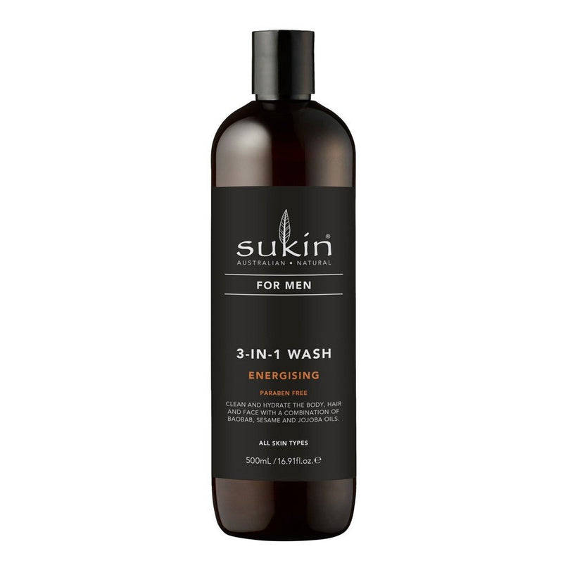 Sukin For Men 3-in-1 Energising Body Wash 500mL - Vital Pharmacy Supplies