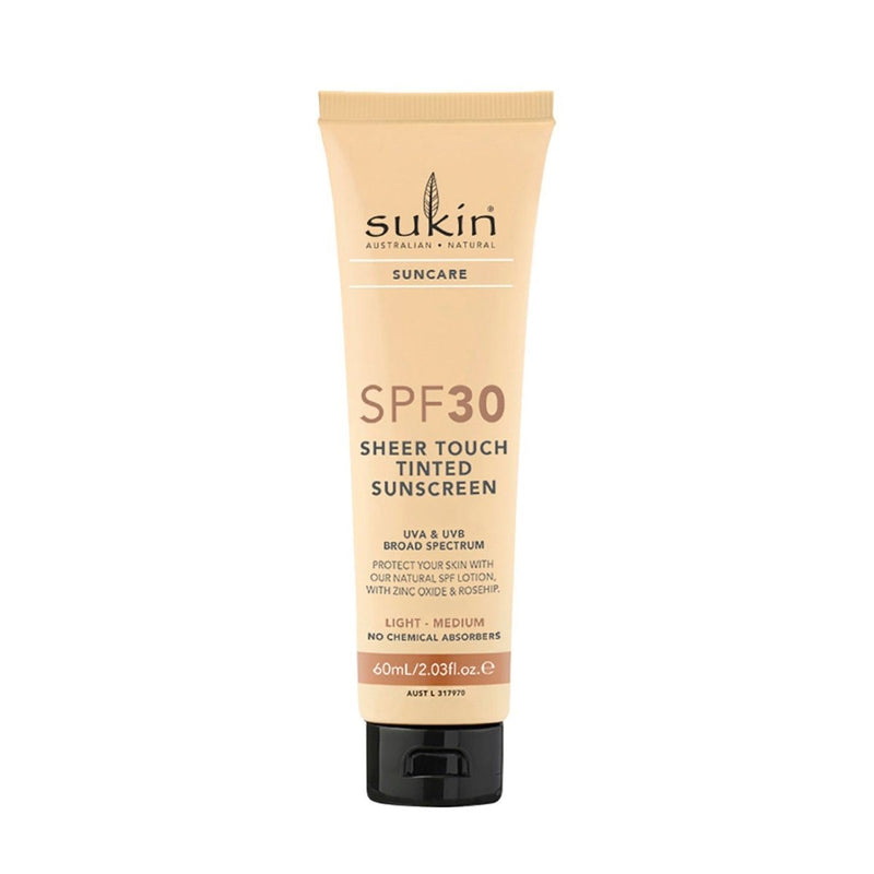 Sukin Sheer Touch Tinted Sunscreen SPF30 Light / Medium 60mL - Vital Pharmacy Supplies