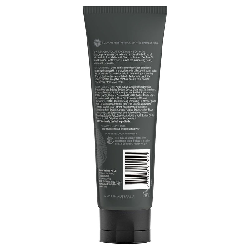 Swisse Charcoal Face Wash for Men 120mL - Vital Pharmacy Supplies