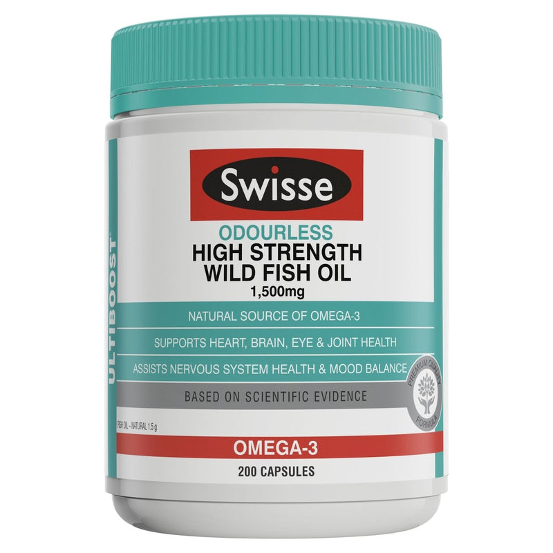 Swisse Ultiboost Odourless High Strength Wild Fish Oil 200 Capsules - Vital Pharmacy Supplies