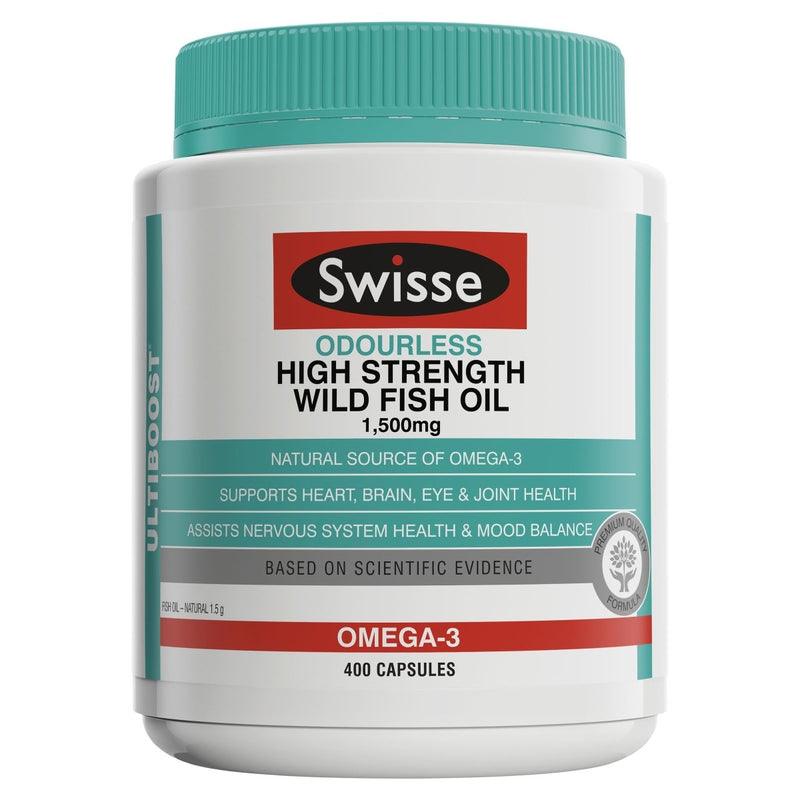 Swisse Ultiboost Odourless High Strength Wild Fish Oil 400 Capsules - Vital Pharmacy Supplies