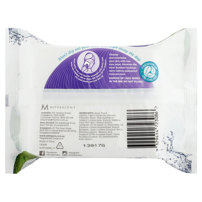Swisspers Micellar and Coconut Water Facial Wipes 25 Pack - Vital Pharmacy Supplies