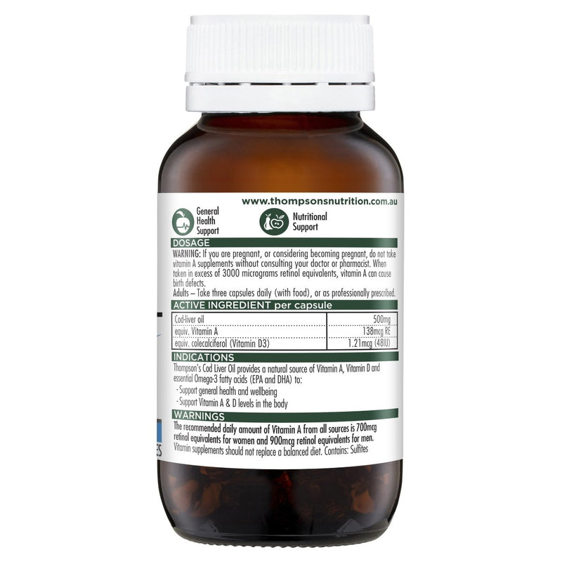 Thompson's Cod Liver Oil 100 Capsules - Vital Pharmacy Supplies
