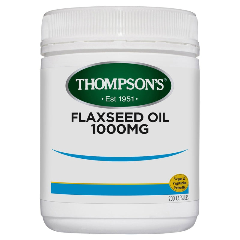 Thompson's Gel-Free Flaxseed Oil 1000mg 200 Capsules - Vital Pharmacy Supplies