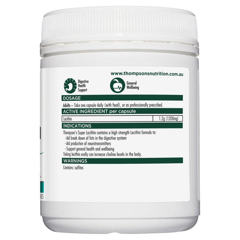 Thompson's High Potency Super Lecithin 200 Capsules - Vital Pharmacy Supplies