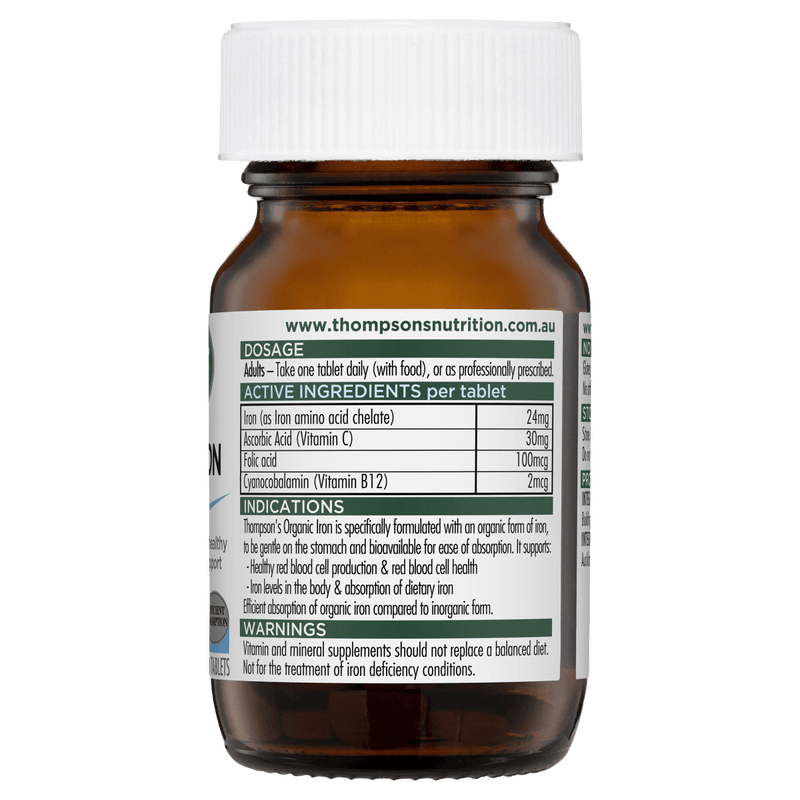 Thompson's Organic Iron 24mg 30 Tablets - Vital Pharmacy Supplies