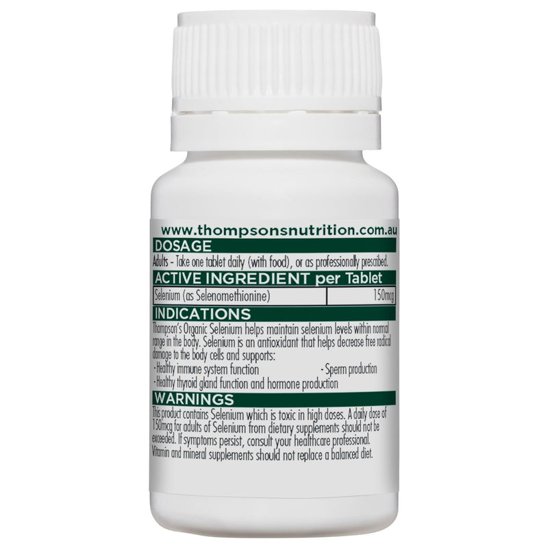 Thompson's Organic Selenium 150mcg 60 Tablets - Vital Pharmacy Supplies