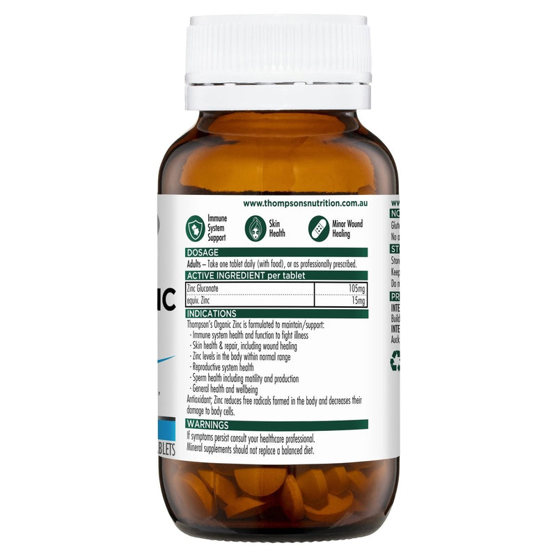 Thompson's Organic Zinc 180 Tablets - Vital Pharmacy Supplies