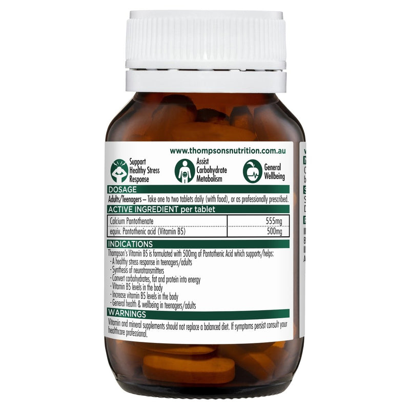 Thompson's Vitamin B5 500mg 60 Tablets - Vital Pharmacy Supplies
