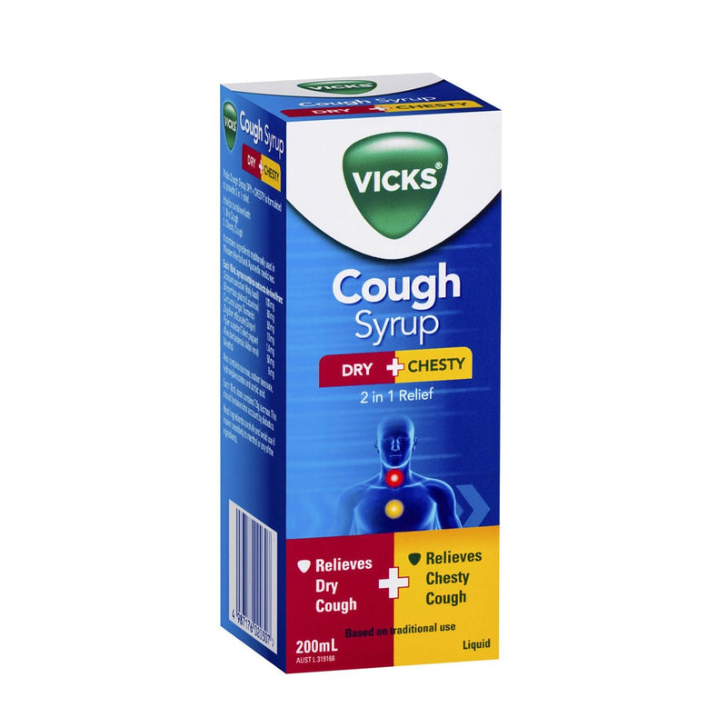 Vicks 2-In-1 Dry + Chesty Cough Syrup 200mL - Vital Pharmacy Supplies