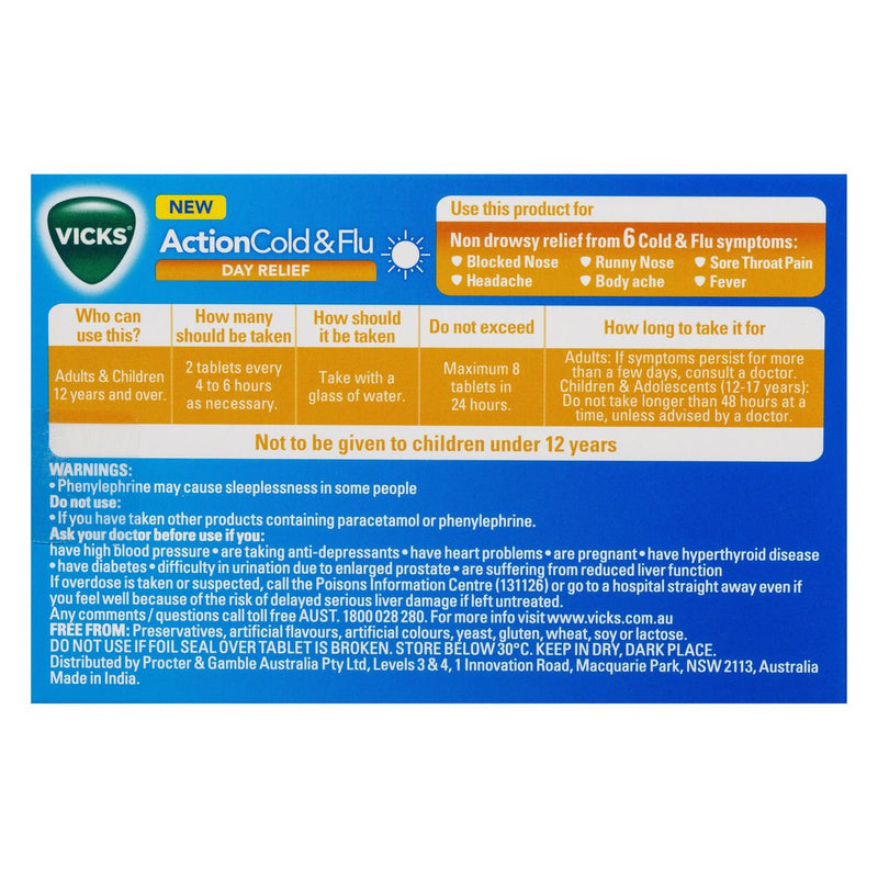 Vicks Action Cold & Flu Day 24 Tablets - Vital Pharmacy Supplies