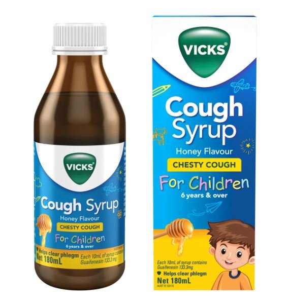 Vicks Chesty Cough Syrup For Children 6 Years+ Honey Flavour 180mL - Vital Pharmacy Supplies