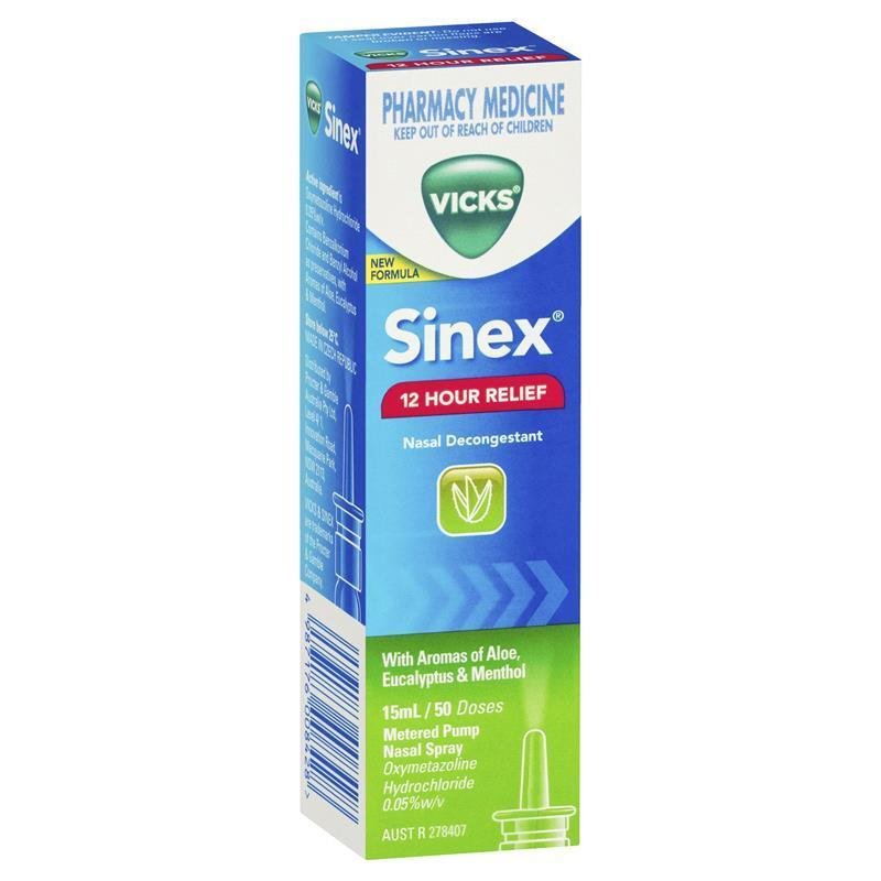 Vicks Sinex Nasal Decongestant Aloe 15mL - Vital Pharmacy Supplies
