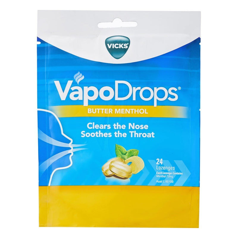 Vicks VapoDrops Butter Menthol Throat Lozenges 24 Pack - Vital Pharmacy Supplies