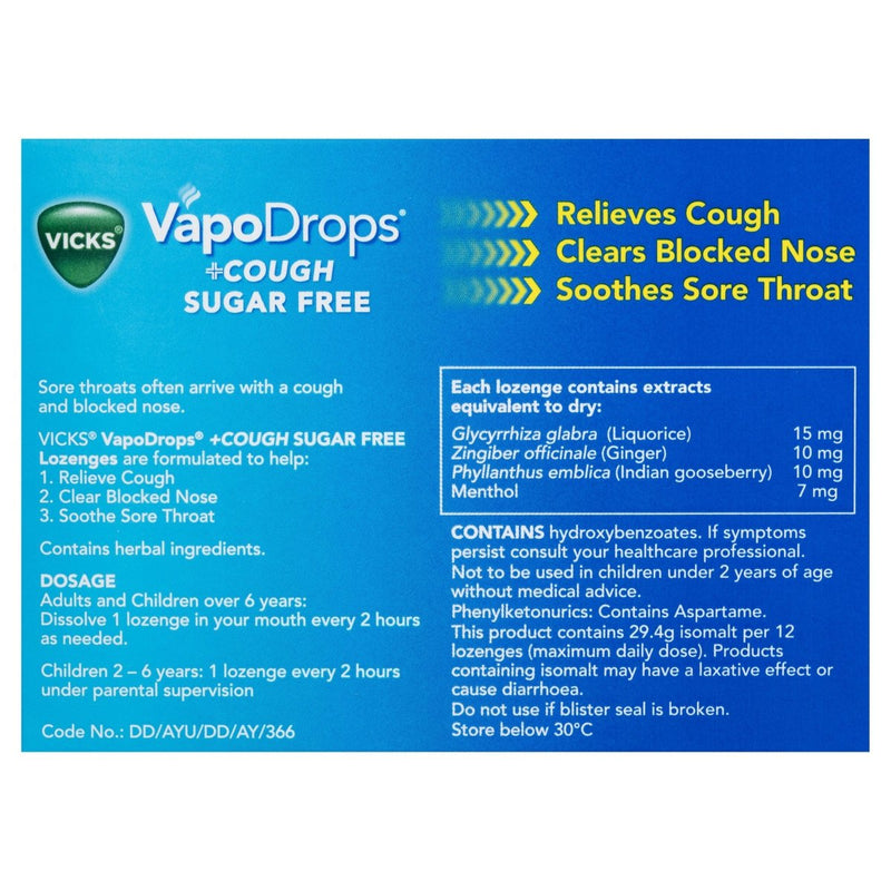Vicks VapoDrops Cough Lemon 16 Lozenges - Vital Pharmacy Supplies