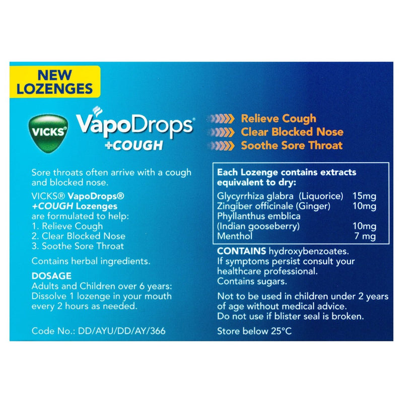 Vicks VapoDrops Cough Orange 16 Lozenges - Vital Pharmacy Supplies