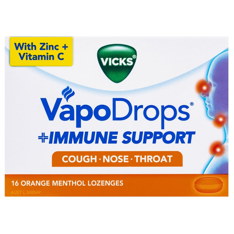 Vicks VapoDrops Immune Support Orange 16 Lozenges - Vital Pharmacy Supplies