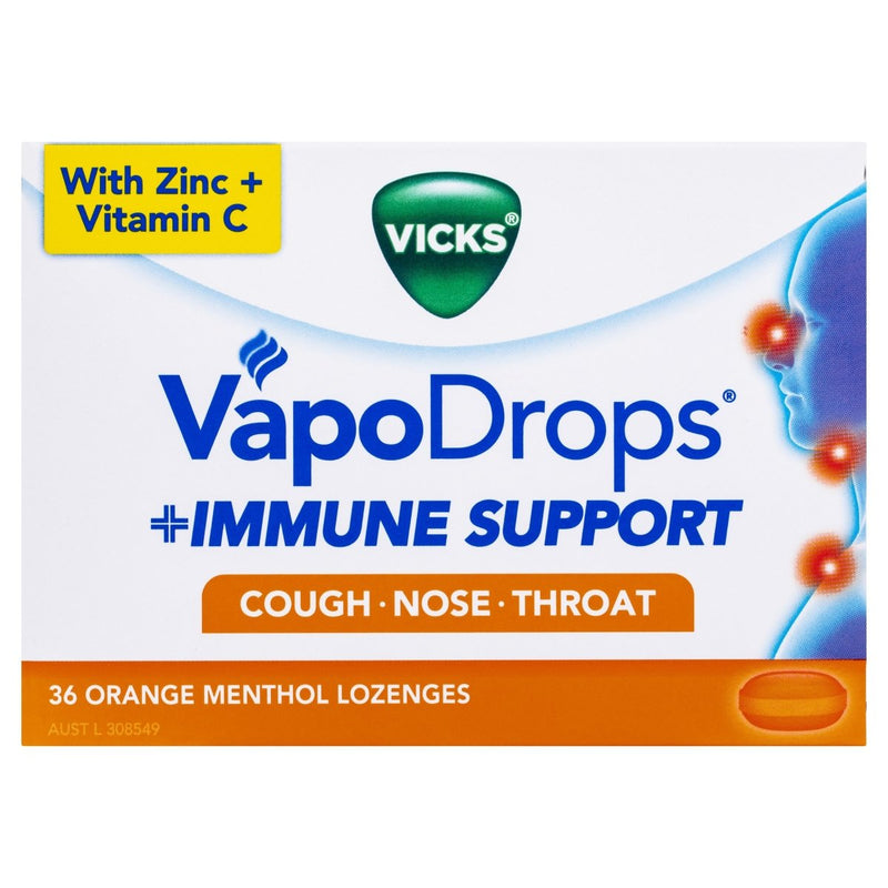 Vicks VapoDrops Immune Support Orange 36 Lozenges - Vital Pharmacy Supplies