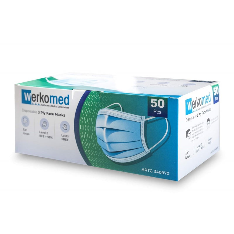 Werkomed TGA Approved Disposable Face Mask 50 Pack - Vital Pharmacy Supplies